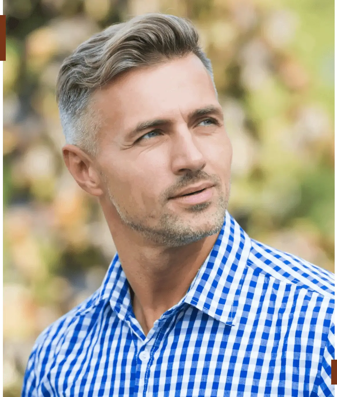 A confident male client after availing our hair replacement for men.